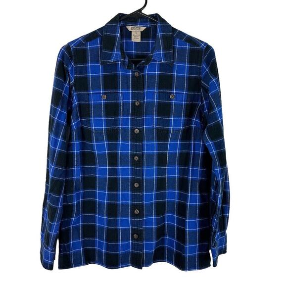 Duluth Tops - Duluth Trading Women's Blue Plaid Flannel Shirt Button Down Pockets Small